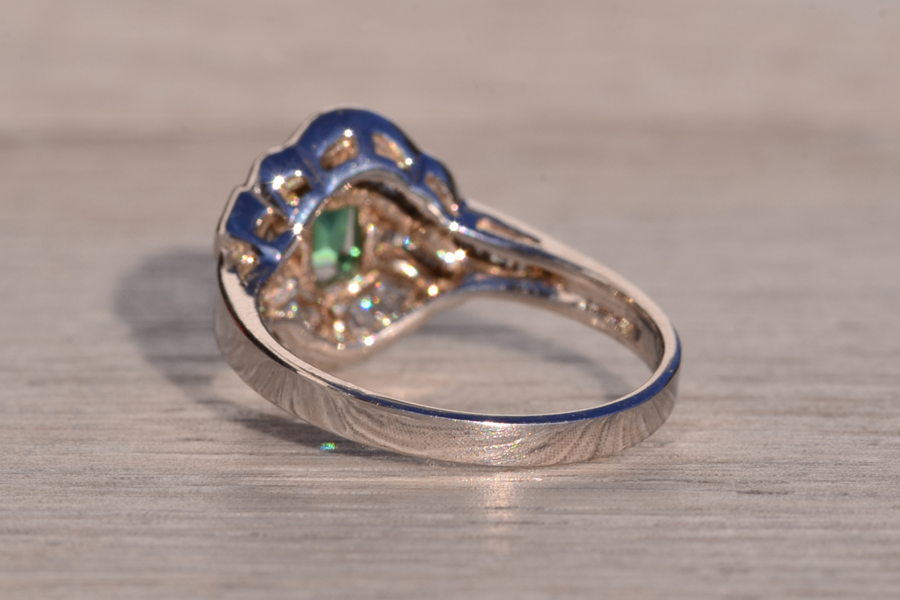 SOLD - The Mount Whitney: Natural Emerald And Diamond Ring in White Gold - Image 4
