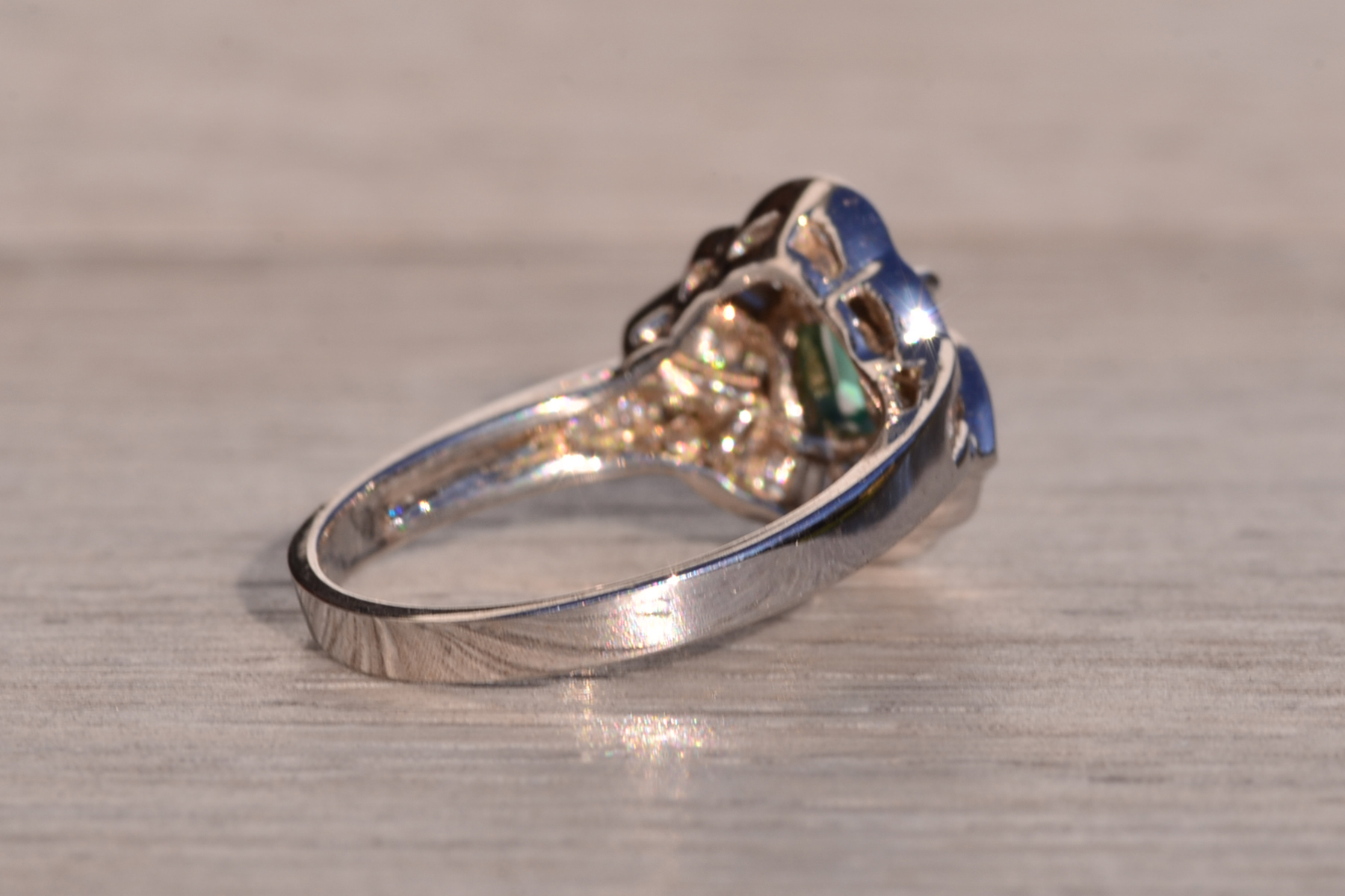 SOLD - The Mount Whitney: Natural Emerald And Diamond Ring in White Gold - Image 5