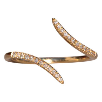 The Mount Sanford: Gabriel and Co Signed Bypass Diamond Ring in Yellow Gold