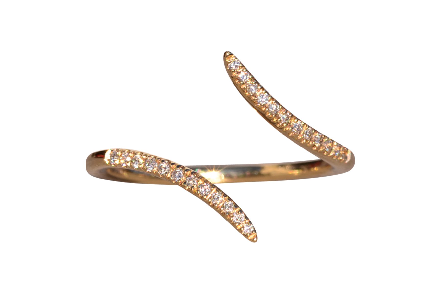 The Mount Sanford: Gabriel and Co Signed Bypass Diamond Ring in Yellow Gold