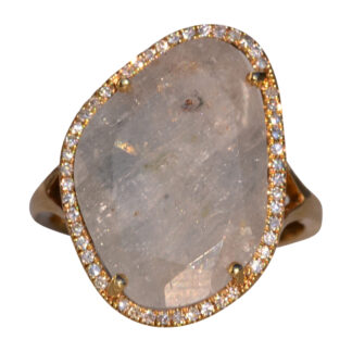 The Merced River: Grey Sapphire and Natural Diamond Halo Ring