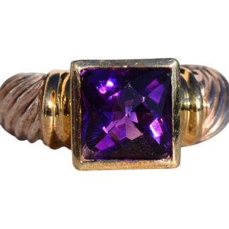 SOLD - The Mount Bear: David Yurman Signed Amethyst Ring in Yellow Gold and Sterling