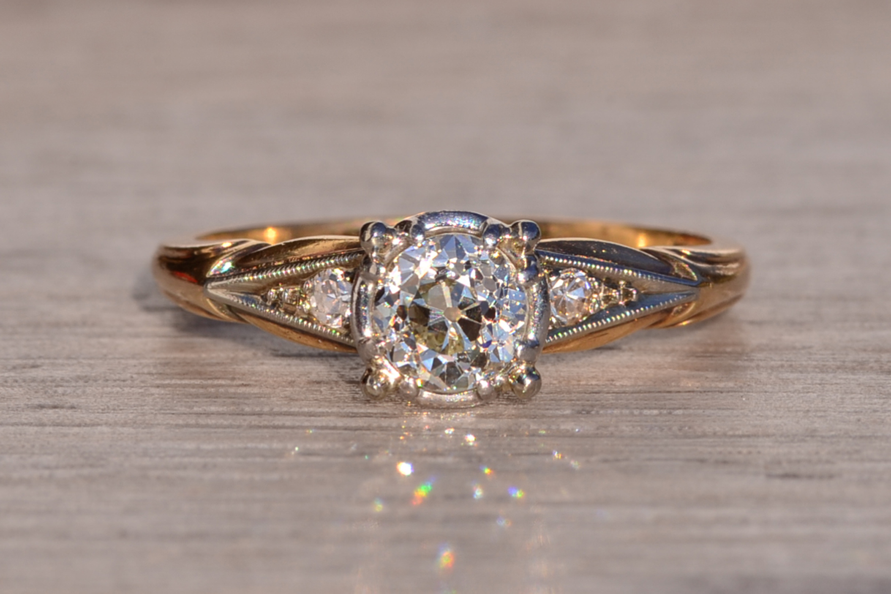 SOLD - The Gannett Peak: Antique Jabel Signed Engagement Ring with Old Mine Cut Diamond - Image 2