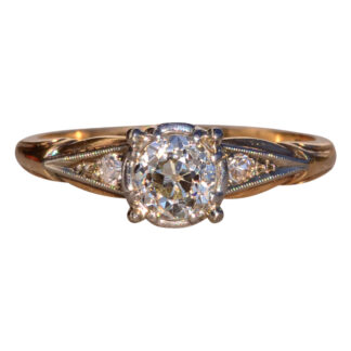 SOLD - The Gannett Peak: Antique Jabel Signed Engagement Ring with Old Mine Cut Diamond