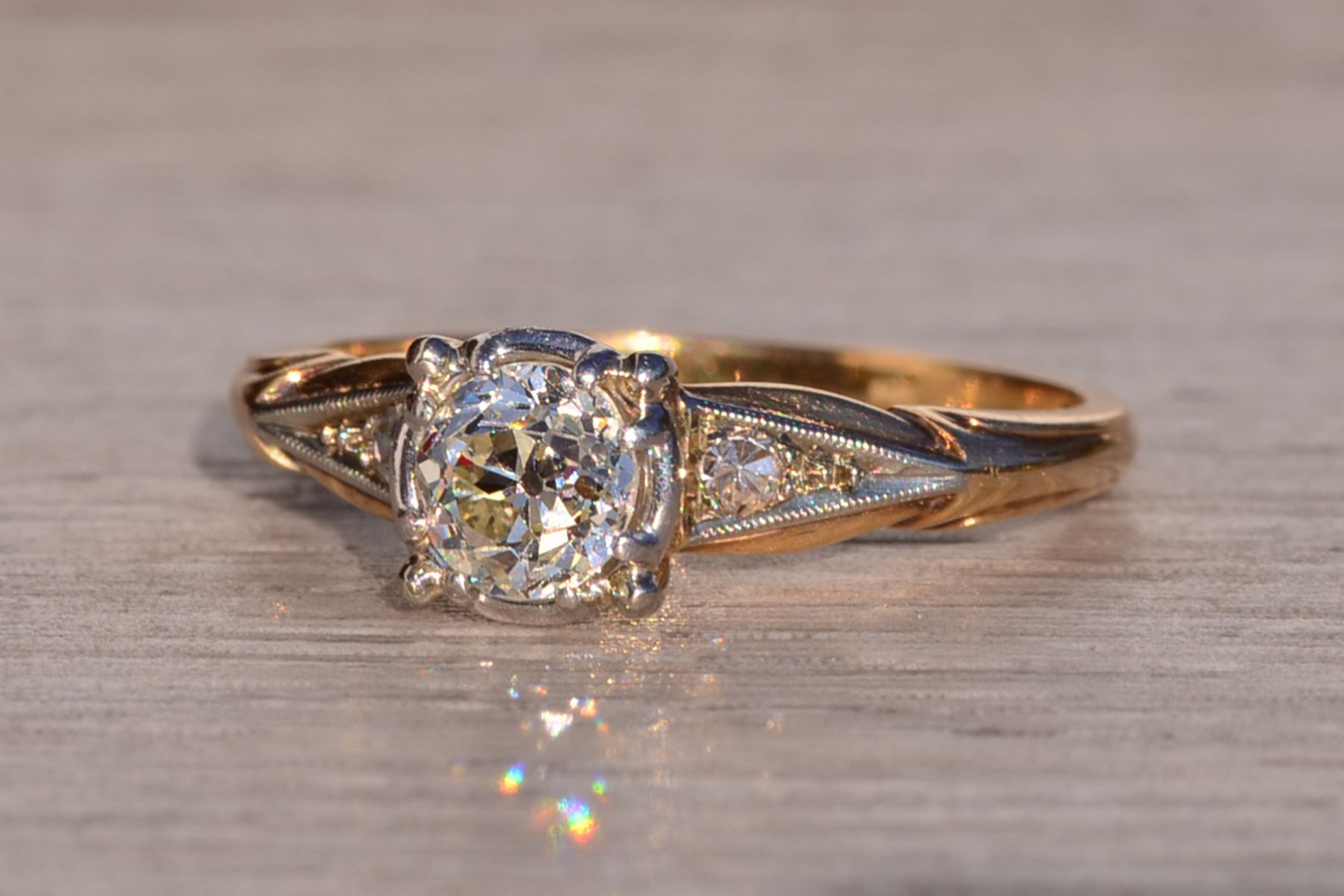 SOLD - The Gannett Peak: Antique Jabel Signed Engagement Ring with Old Mine Cut Diamond - Image 3
