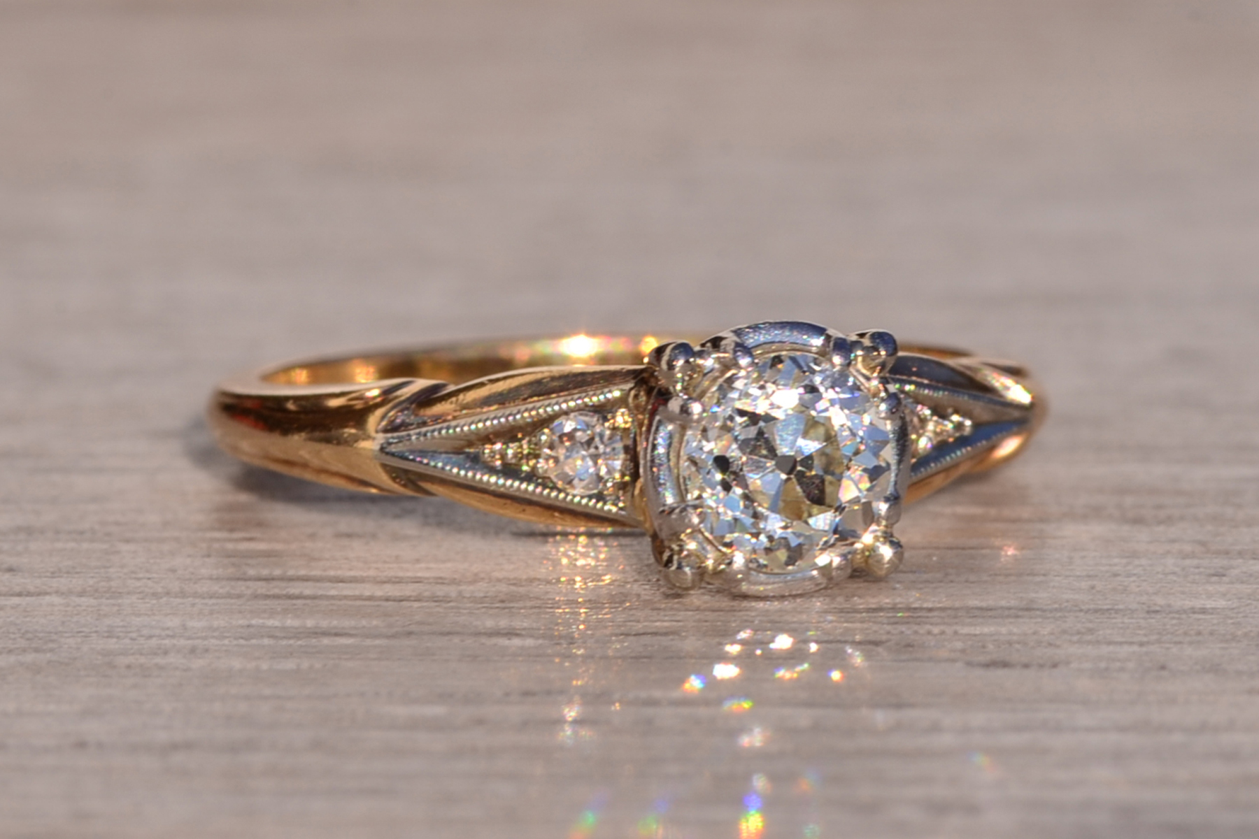SOLD - The Gannett Peak: Antique Jabel Signed Engagement Ring with Old Mine Cut Diamond - Image 6