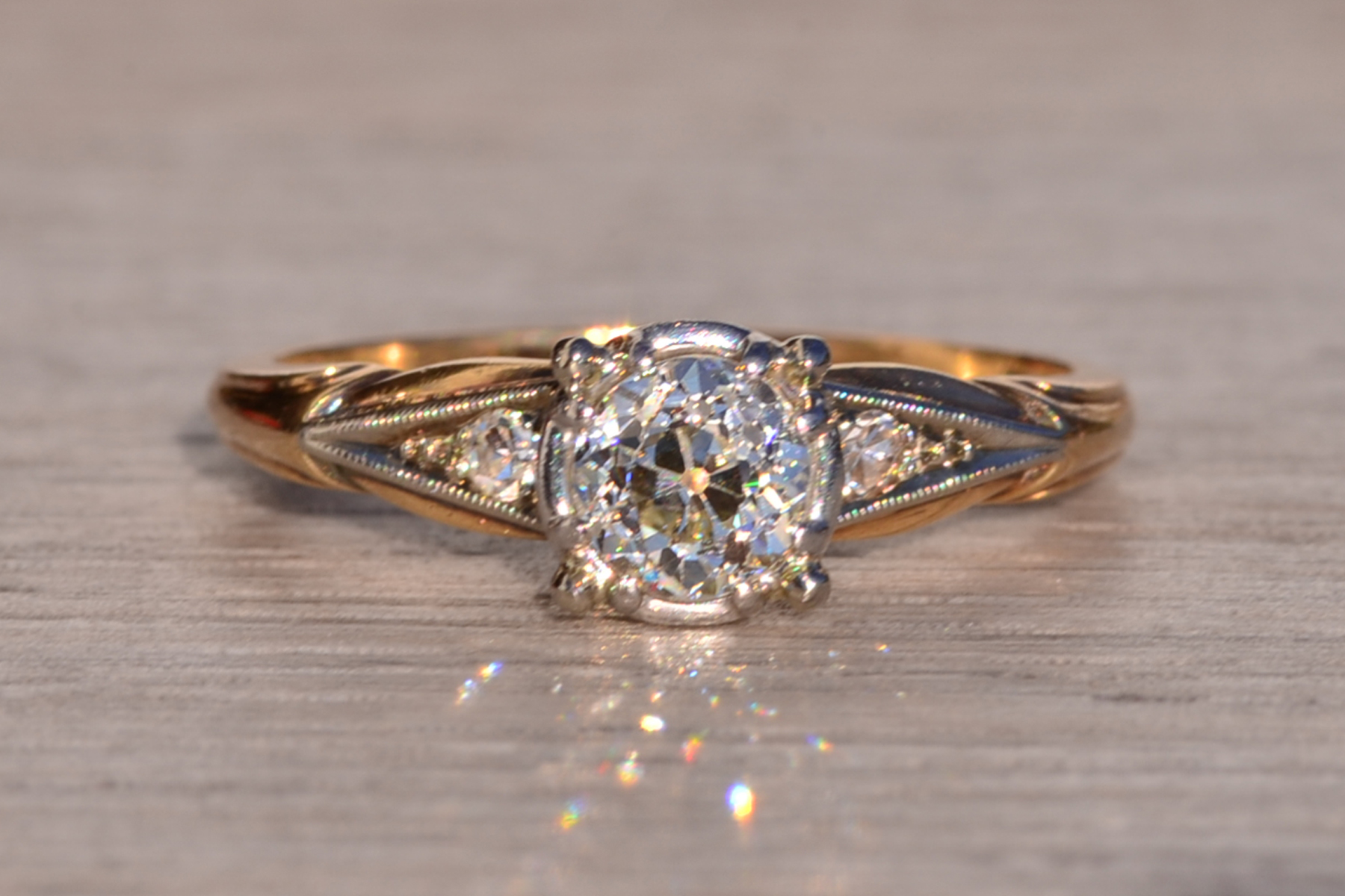 SOLD - The Gannett Peak: Antique Jabel Signed Engagement Ring with Old Mine Cut Diamond - Image 7
