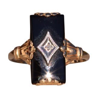 SOLD - The Amargosa River: Antique Onyx and Natural Diamond Ring
