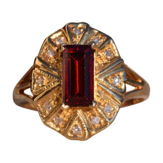 The Mount Darwin: Contemporary Garnet and Natural Diamond Ring in Yellow Gold