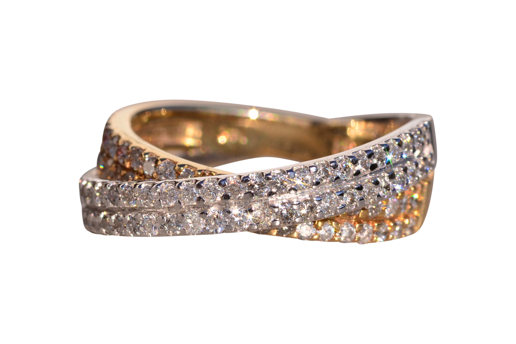 Rue de Rivoli: Two Tone Natural Diamond Crossover Ring