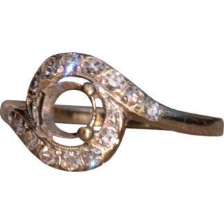 Vintage Natural Diamond Semi Mount in White Gold