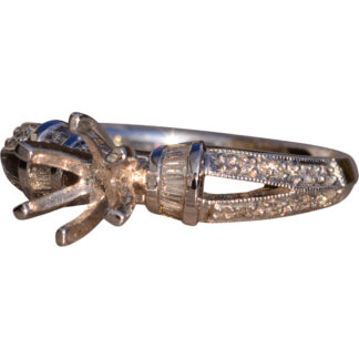 Vintage New Old Stock Engagement Semi Mount with Natural Diamonds in White Gold