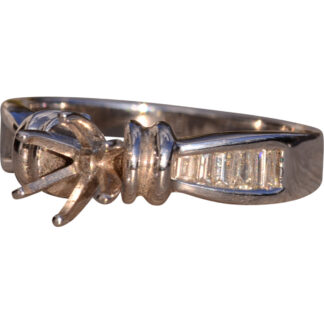 Vintage New Old Stock Natural Diamond Semi Mount in White Gold