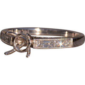 Signed White Gold and Natural Diamond Semi Mount
