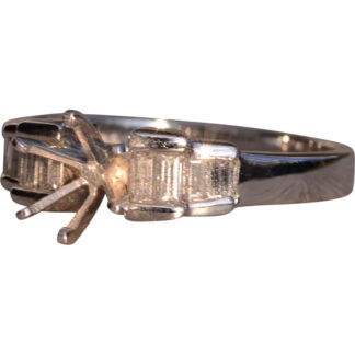 Stepped Baguette Cut Natural Diamond Semi Mount in Platinum