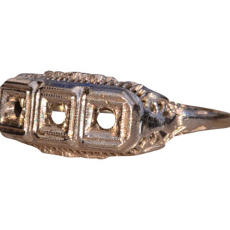 Antique Filigree Three Stone Mounting in White Gold