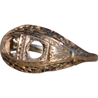 Antique Filigree Two Stone Mounting in White Gold