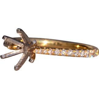 Gabriel and Company Signed Natural Diamond Semi Mount in Yellow Gold