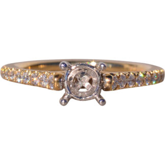 Gabriel and Company Signed Yellow Gold and Natural Diamond Semi Mount