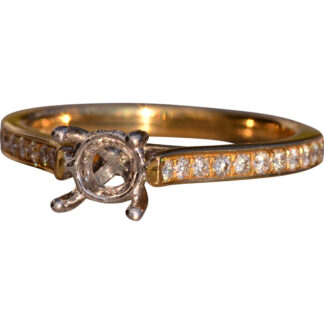 Gabriel and Company Signed Simple Diamond Mounting in Yellow Gold