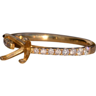 Tapered Natural Diamond Semi Mounting in Yellow Gold