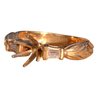 Tapered Baguette Semi Mount in Yellow Gold With Natural Diamonds