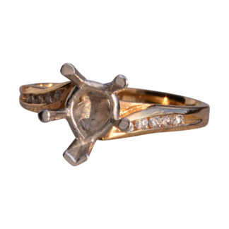 Bypass Style Semi Mounting with Channel Set Natural Diamonds in Yellow Gold