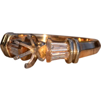 Classic Bar Set Tapered Baguette Natural Diamond Semi Mount in Yellow Gold