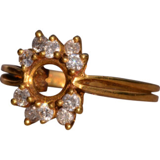 Vintage Natural Diamonds Semi Mount in Yellow Gold