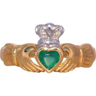 The Limerick: Irish Made and Designer Signed Claddagh Ring with Chalcedony and Diamonds