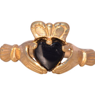 The Athlone: Claddagh Ring with Onyx in Yellow Gold