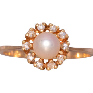 SOLD - The Calgary: Pearl and Natural Diamond Ring