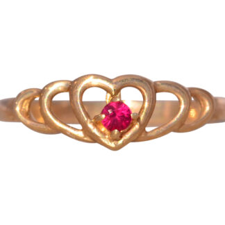 SOLD - The Dawson City: Heart Ring with Ruby in Yellow Gold