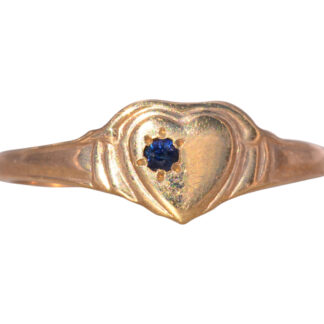 The Vancouver: Yellow Gold Heart Ring with Natural Blue Sapphire