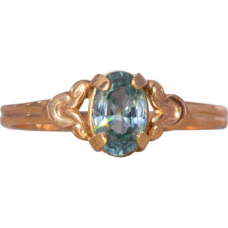 The Busselton: Natural Blue Zircon Ring in Yellow Gold