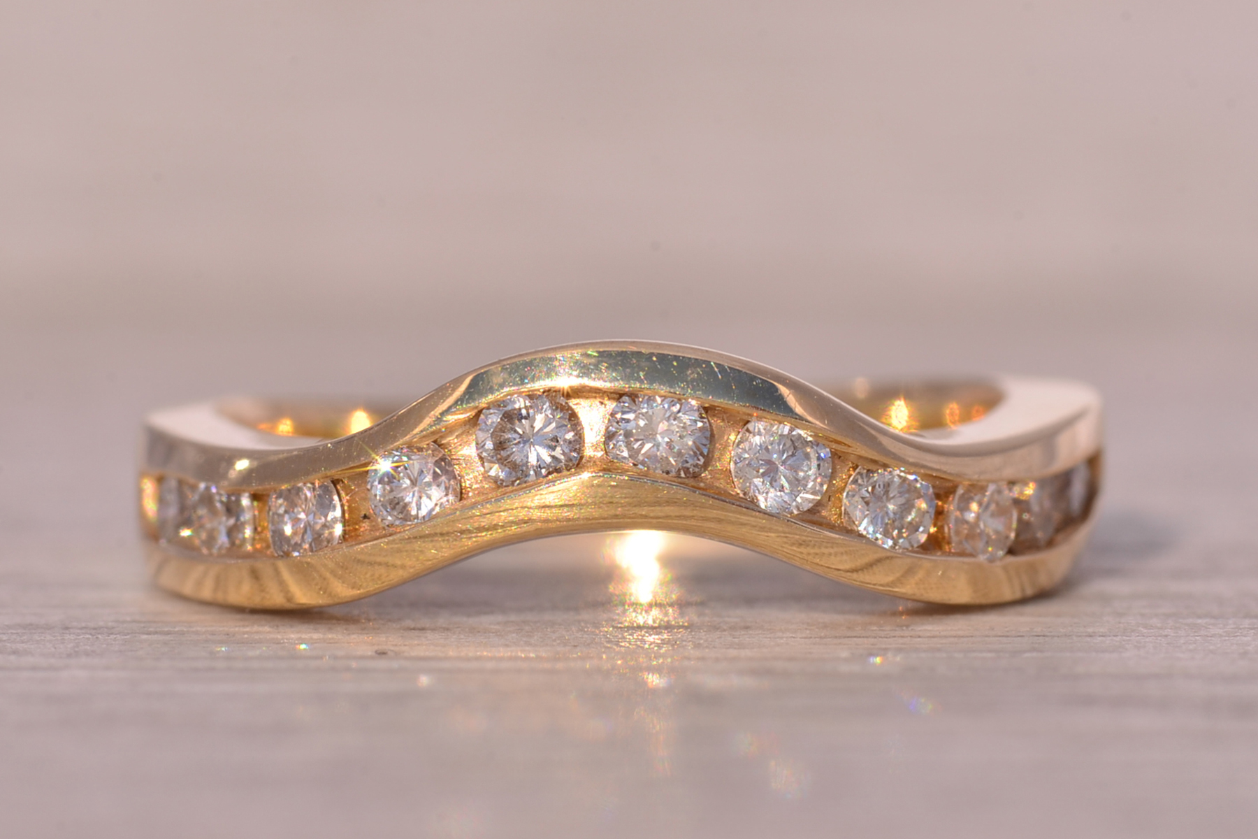 SOLD - The Pentiction: Natural Diamond Contour Band in Yellow Gold - Image 2