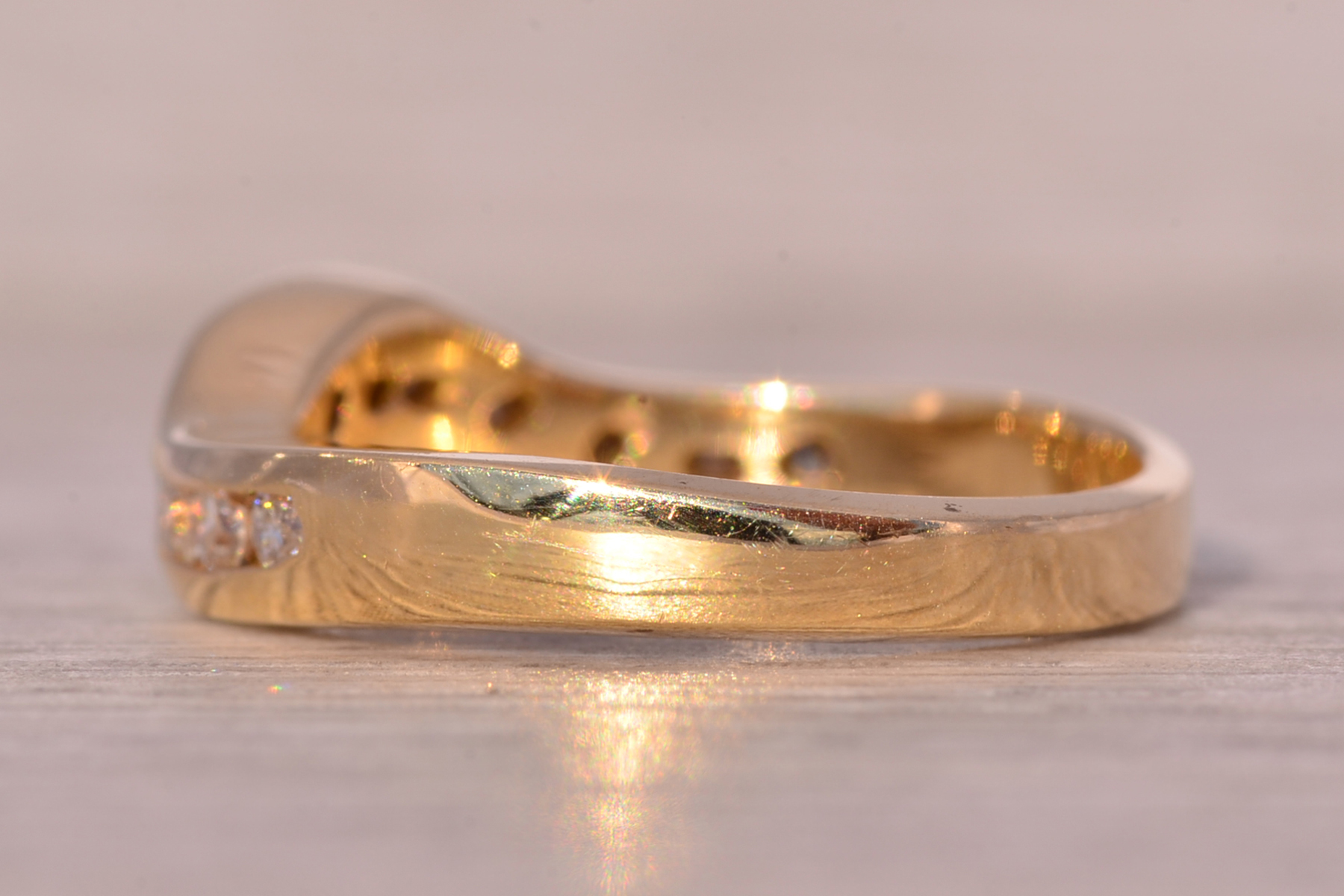 SOLD - The Pentiction: Natural Diamond Contour Band in Yellow Gold - Image 4