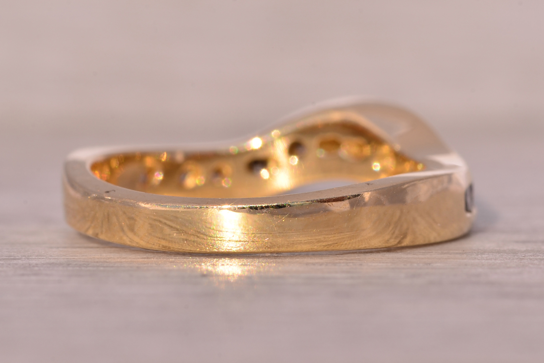 SOLD - The Pentiction: Natural Diamond Contour Band in Yellow Gold - Image 5