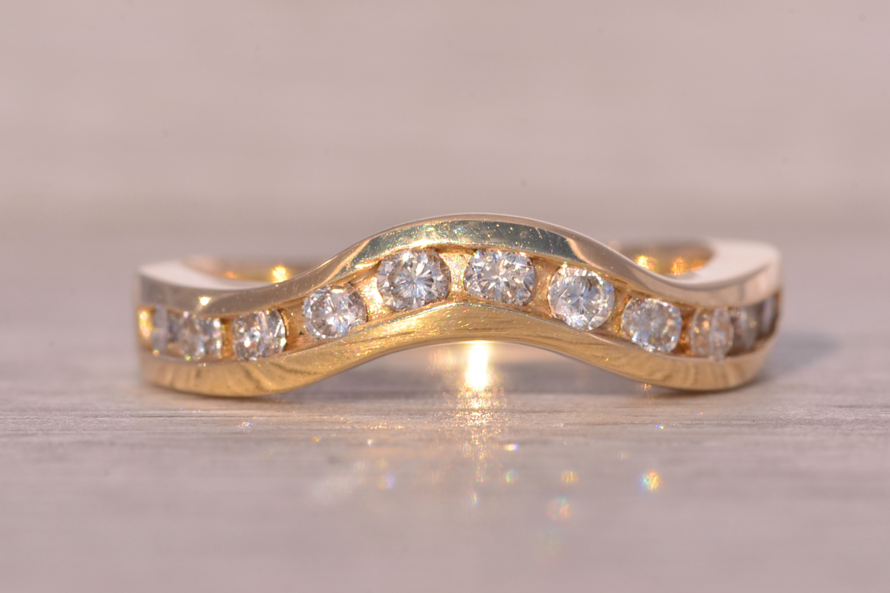 SOLD - The Pentiction: Natural Diamond Contour Band in Yellow Gold - Image 6