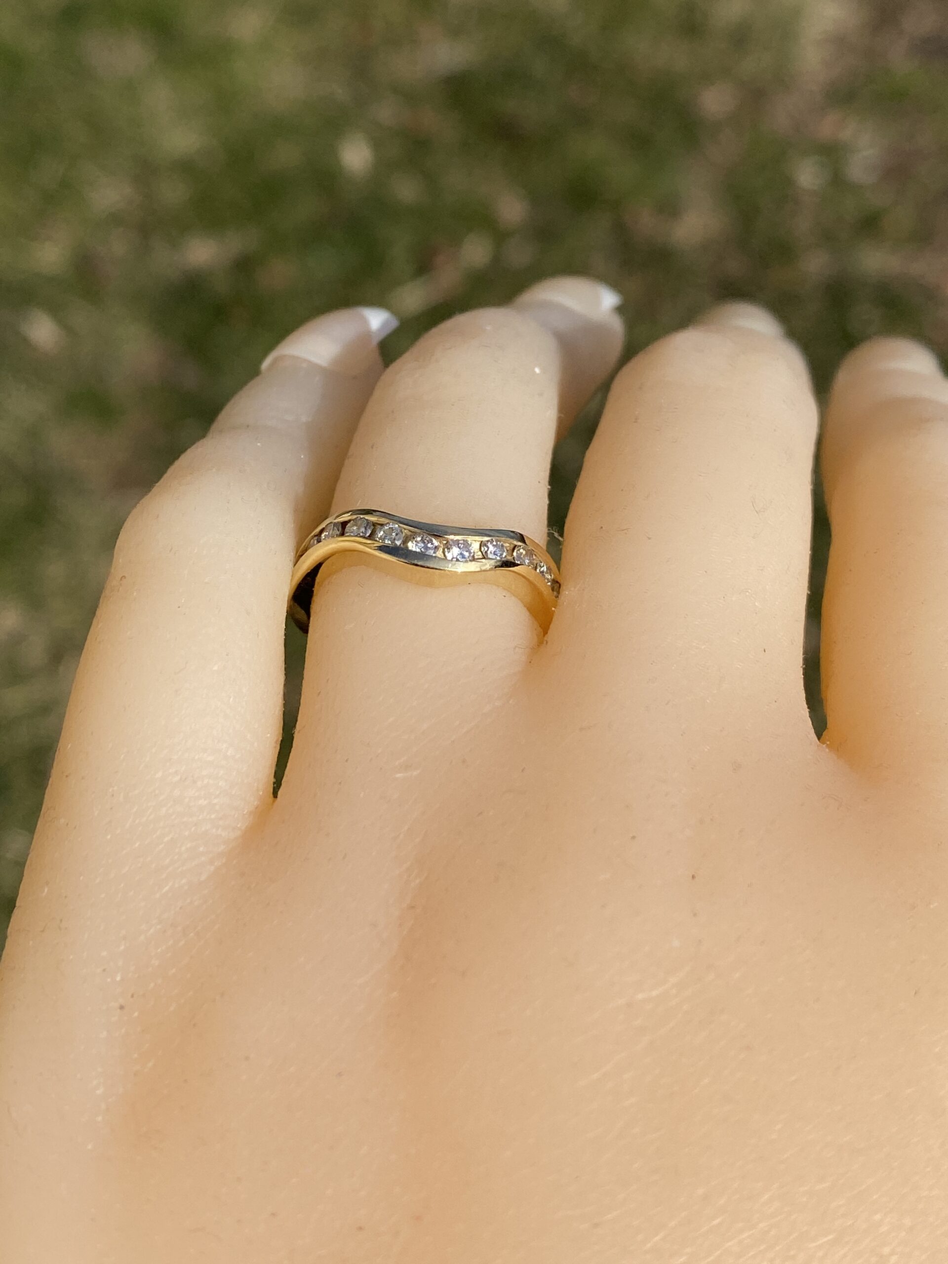SOLD - The Pentiction: Natural Diamond Contour Band in Yellow Gold - Image 10