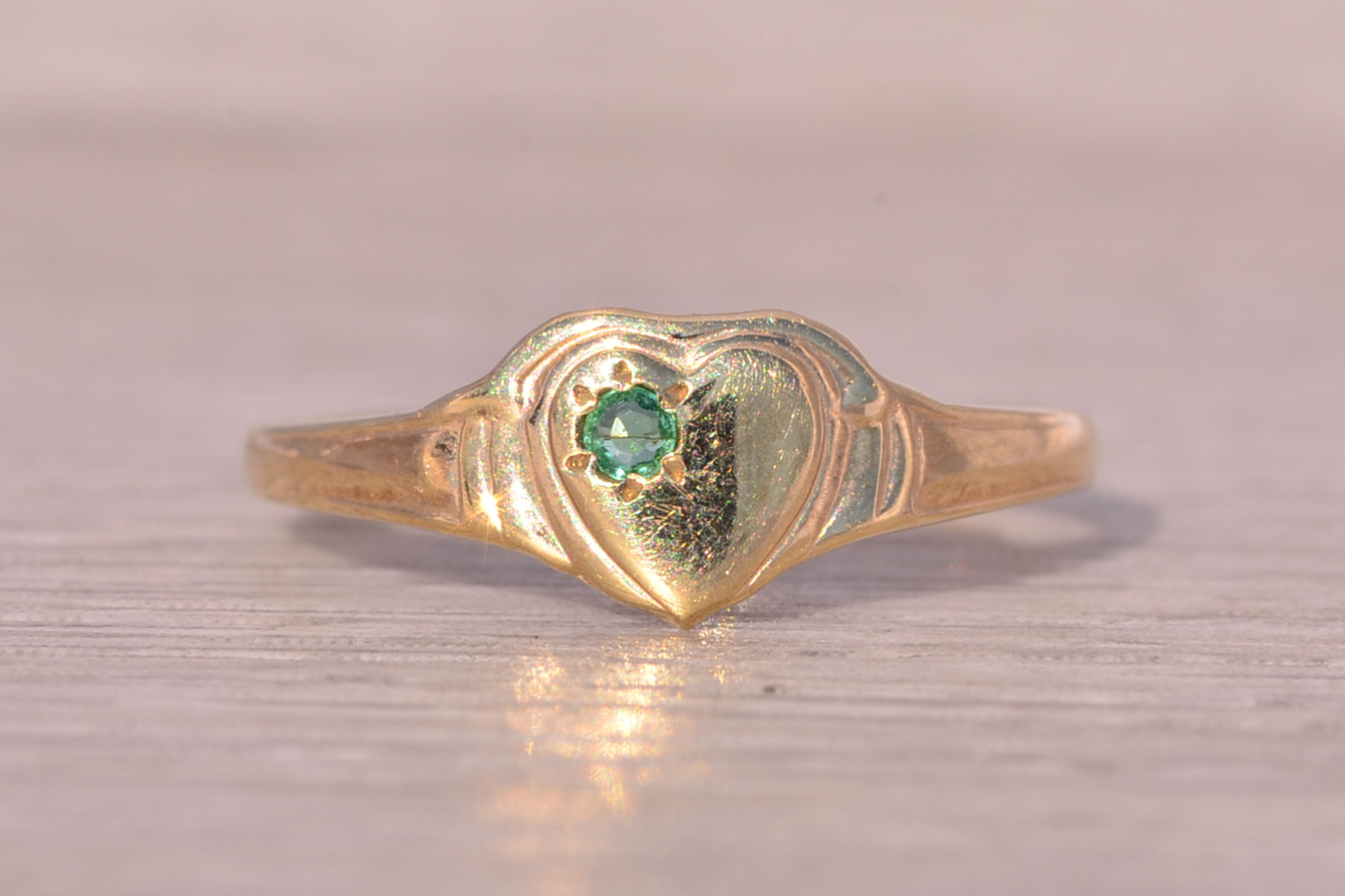 SOLD - The Oldham: Childs Emerald Ring in Yellow Gold - Image 2