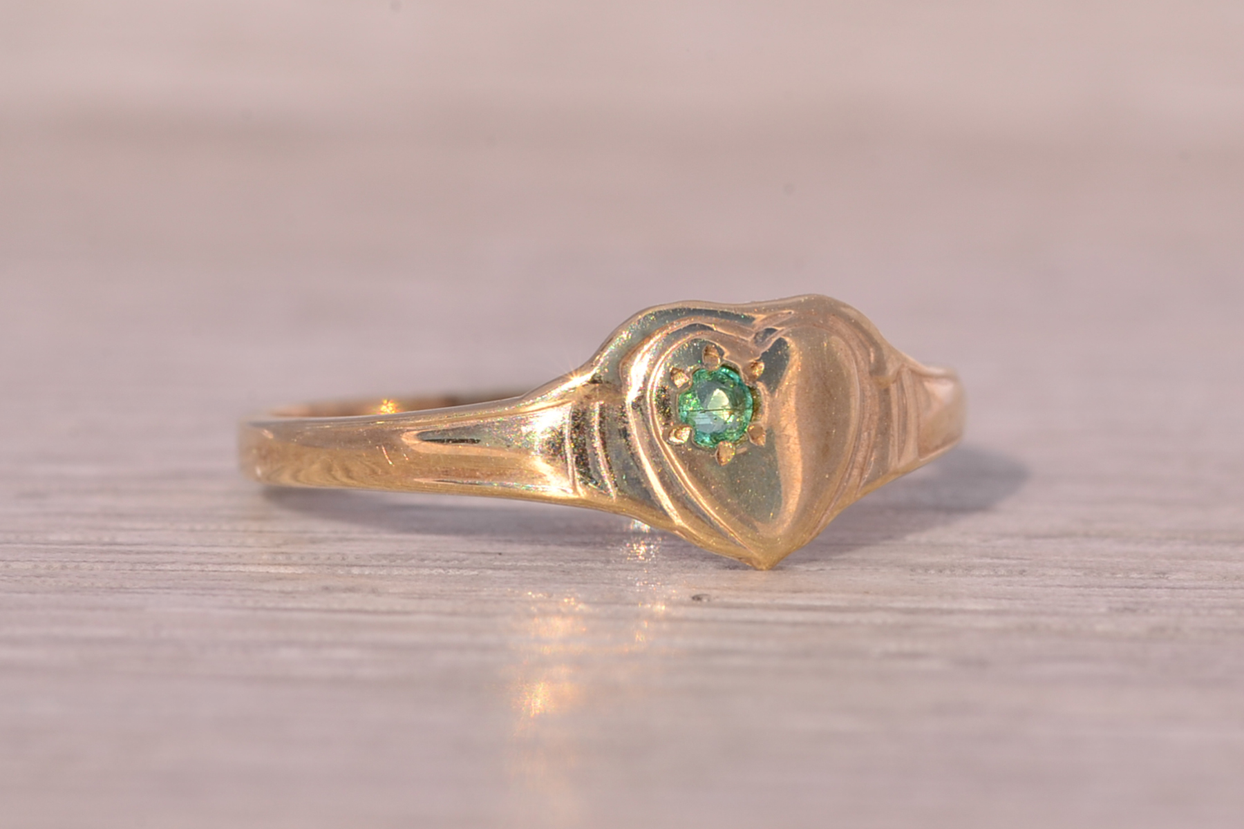 SOLD - The Oldham: Childs Emerald Ring in Yellow Gold - Image 6