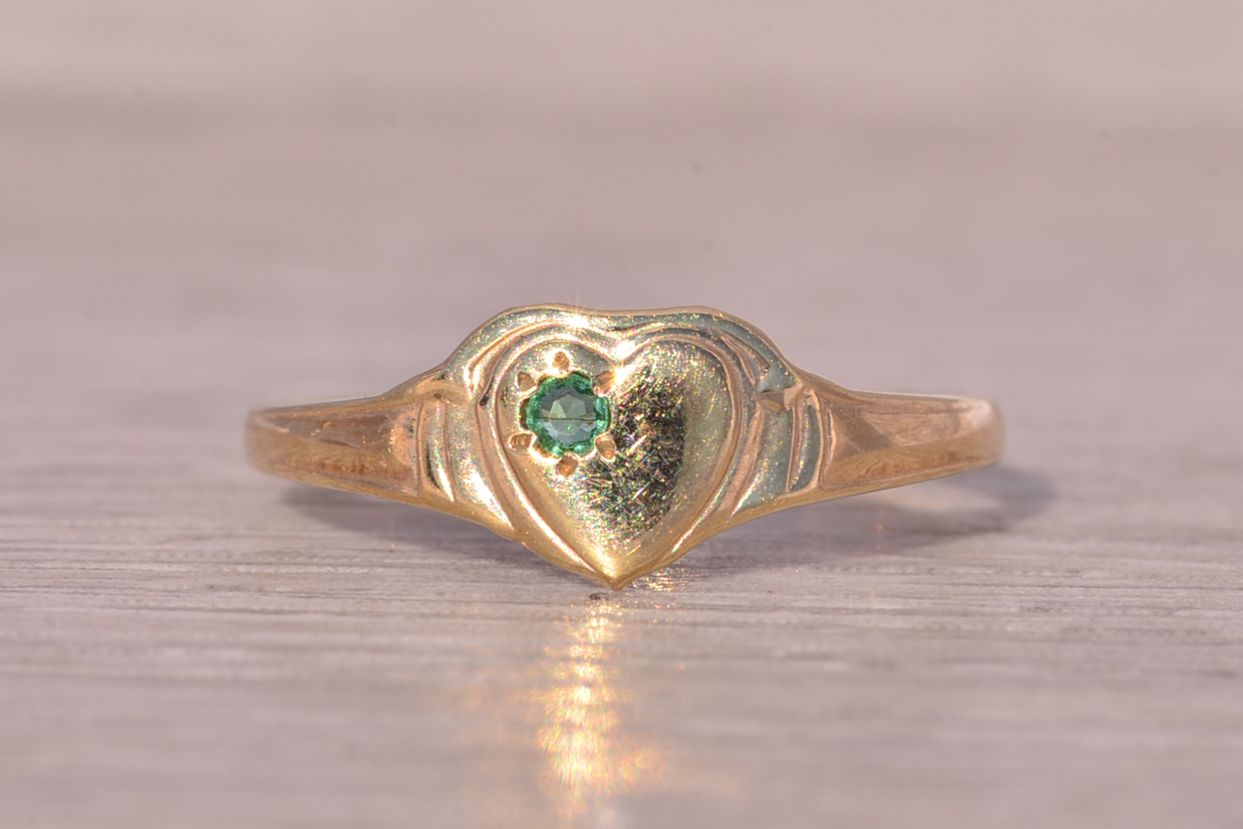 SOLD - The Oldham: Childs Emerald Ring in Yellow Gold - Image 7