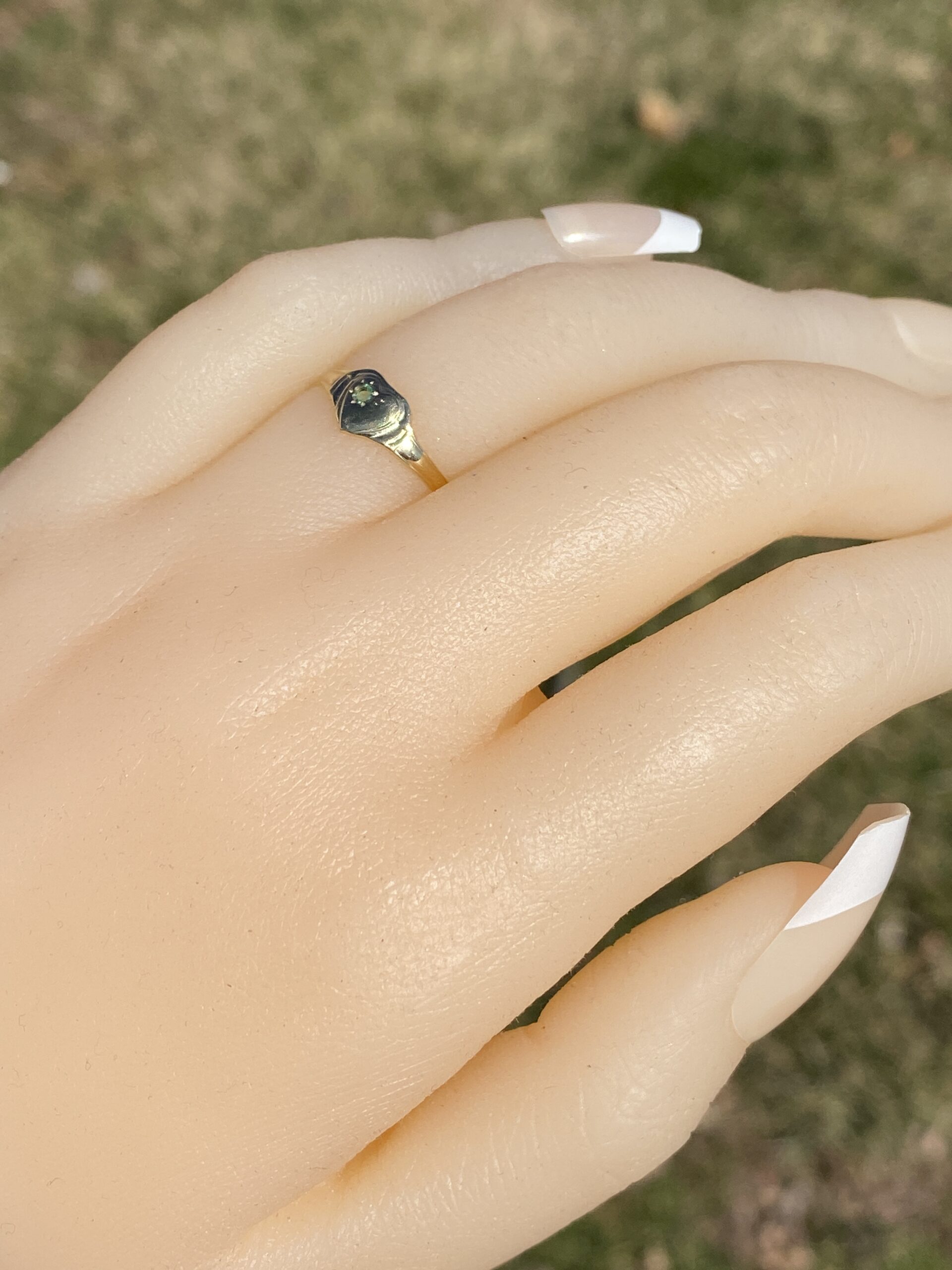 SOLD - The Oldham: Childs Emerald Ring in Yellow Gold - Image 9