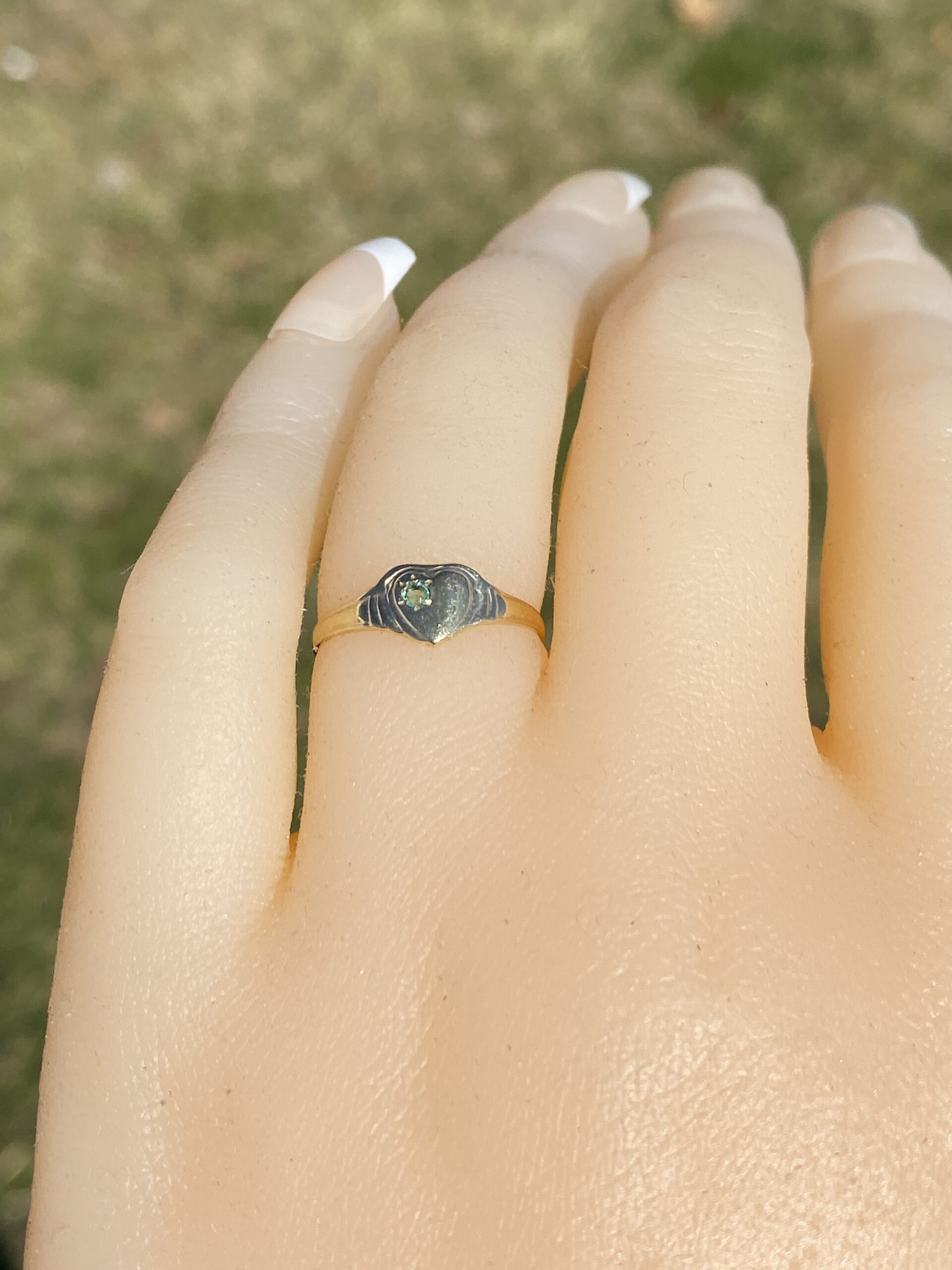 SOLD - The Oldham: Childs Emerald Ring in Yellow Gold - Image 10