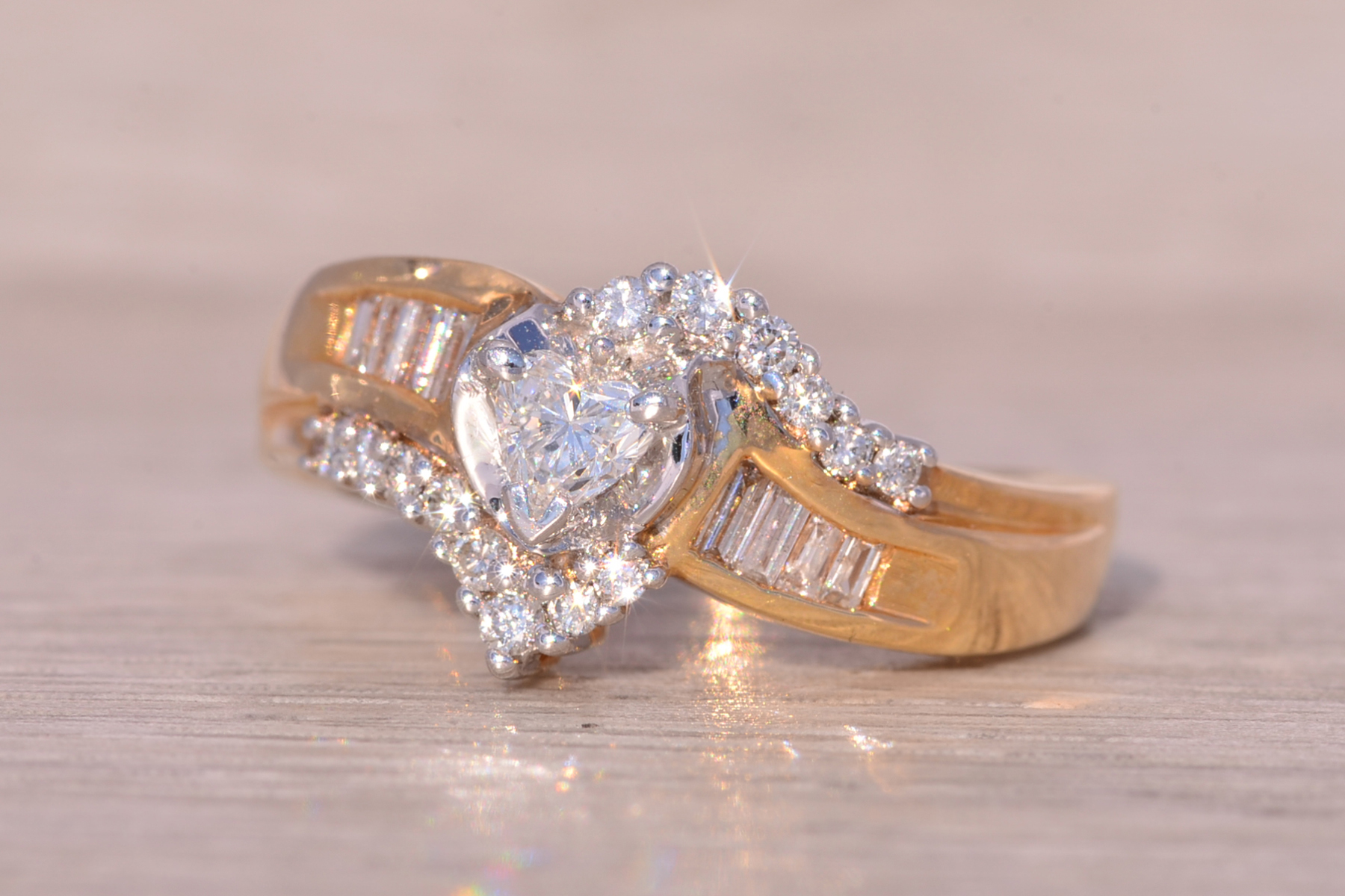 The Halifax: Vintage Heart Shaped Natural Diamond Engagement Ring - Image 2