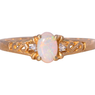 The October: Natural Australian Opal and Diamond Ring in Yellow Gold