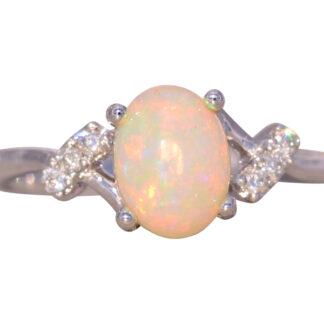 The Greater Sudbury: Natural Opal and Diamond Ring in White Gold