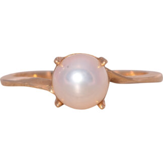 The Leduc: Solitaire Pearl Ring with Bypass Shank in Yellow Gold