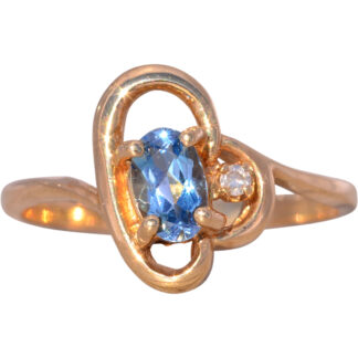 The Saskatoon: Blue Topaz and Natural Diamond Cocktail Ring in Yellow Gold